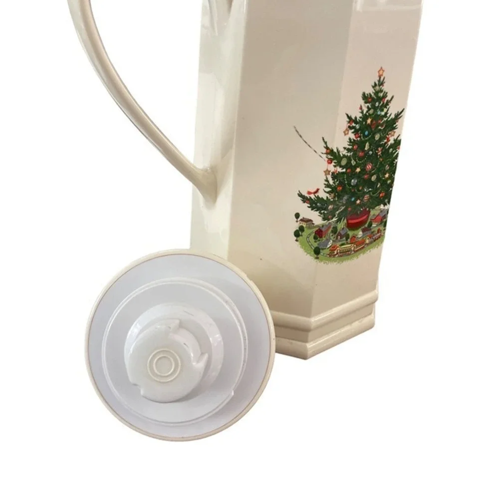 Christmas Tree Insulated Coffee Carafe Cream Octagonal Holiday Server Good